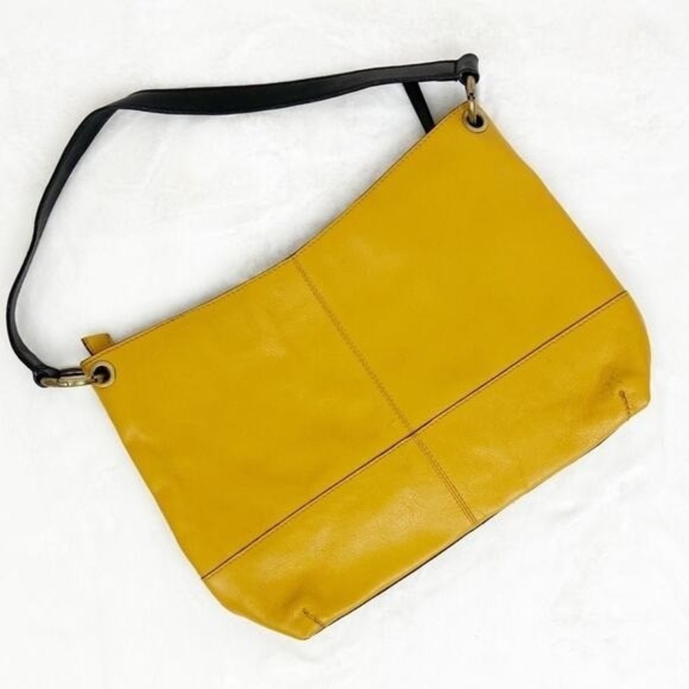 Shoulder Bag Genuine Leather Slouchy Soft Tote Mustard Black